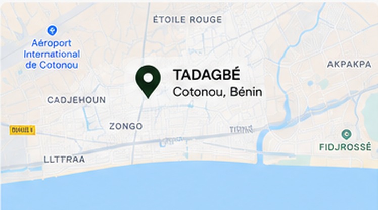 Carte de Cotonou indiquant la position de TADAGBÉ
